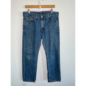 Levis 505 Jeans Mens 32x30 Blue Regular Straight Mid‎ Rise Dark Wash Denim